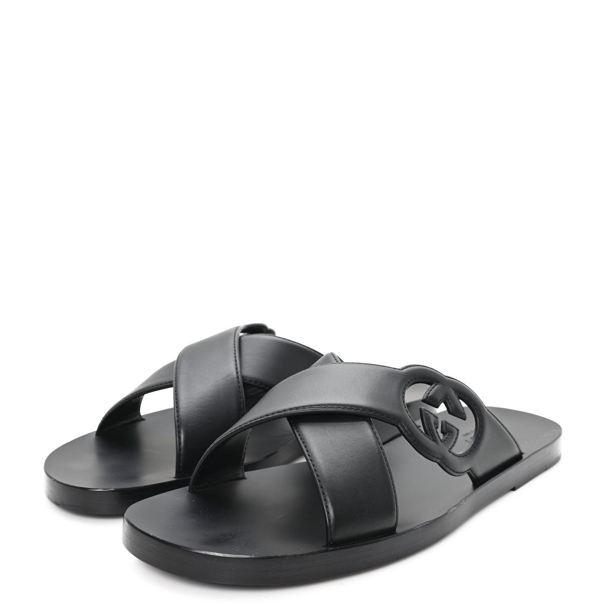 Cosmos Softy Calfskin Interlocking G Sandals 12 Black