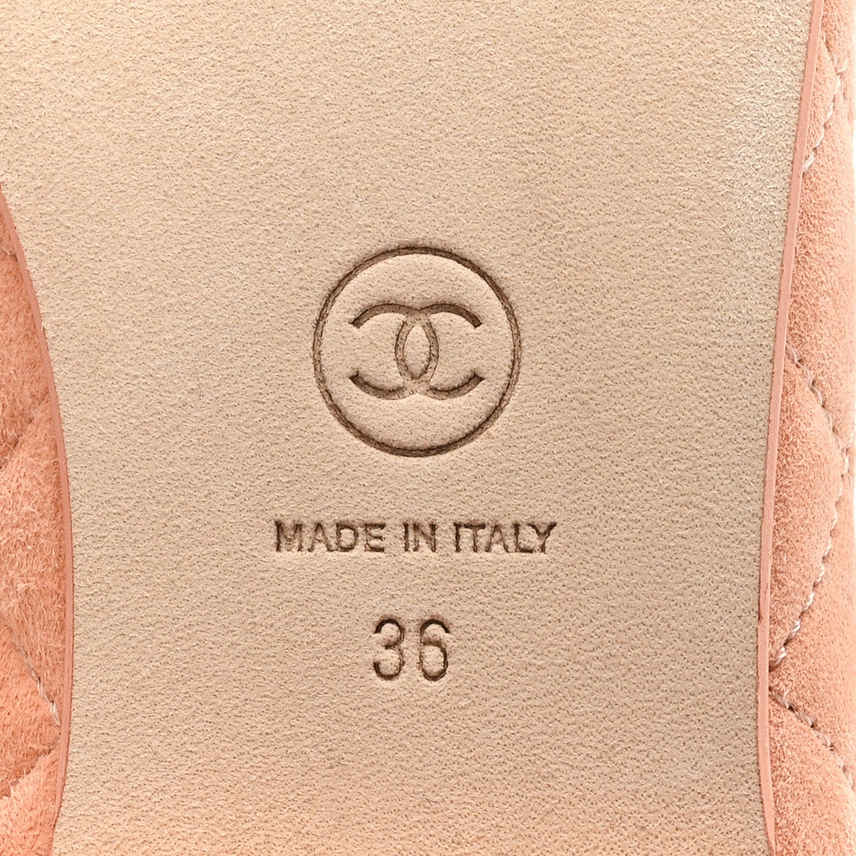 Suede Calfskin Quilted Cap Toe CC Ballerina Flats 36 Pink
