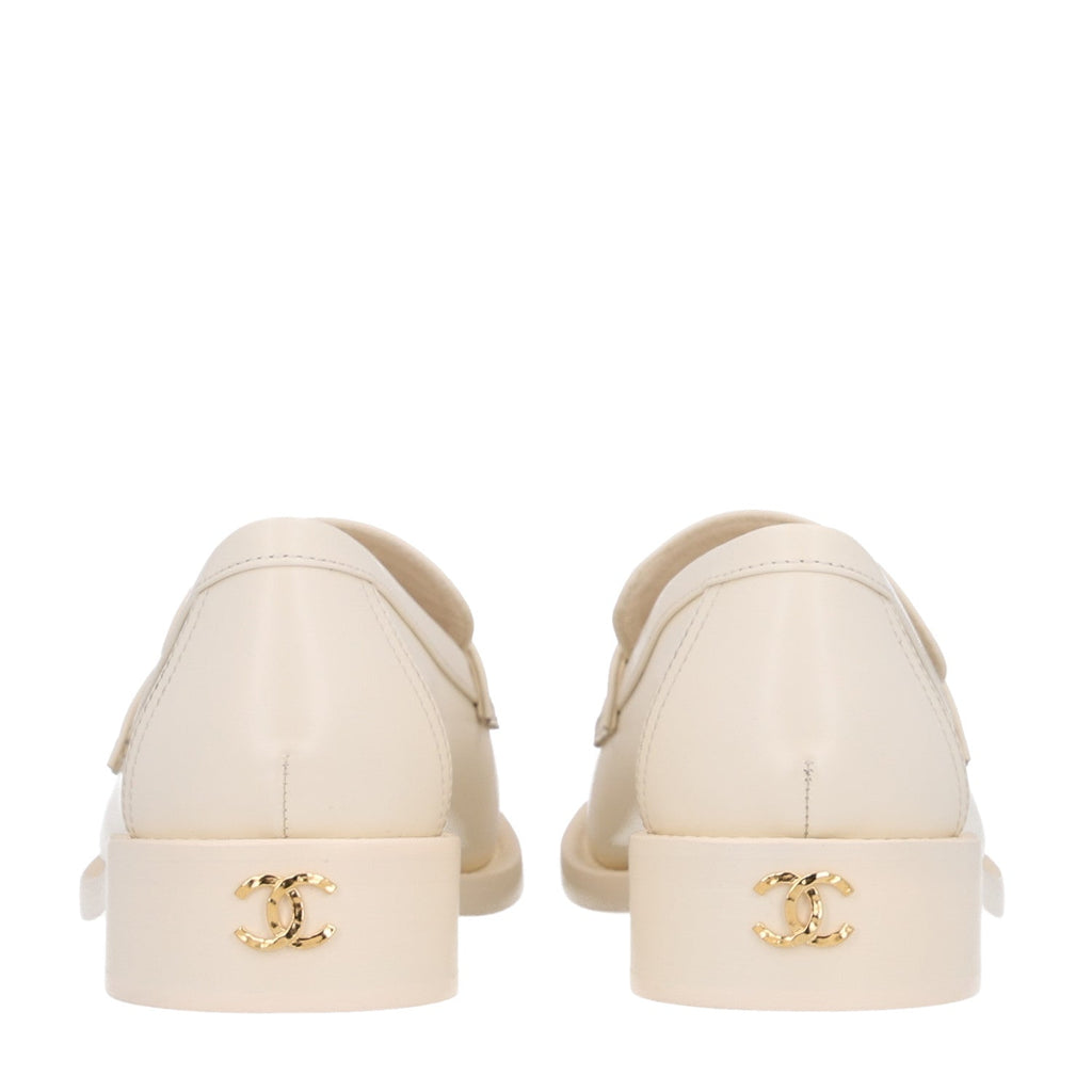 Calfskin Camellia CC Loafers 39.5 Ivory
