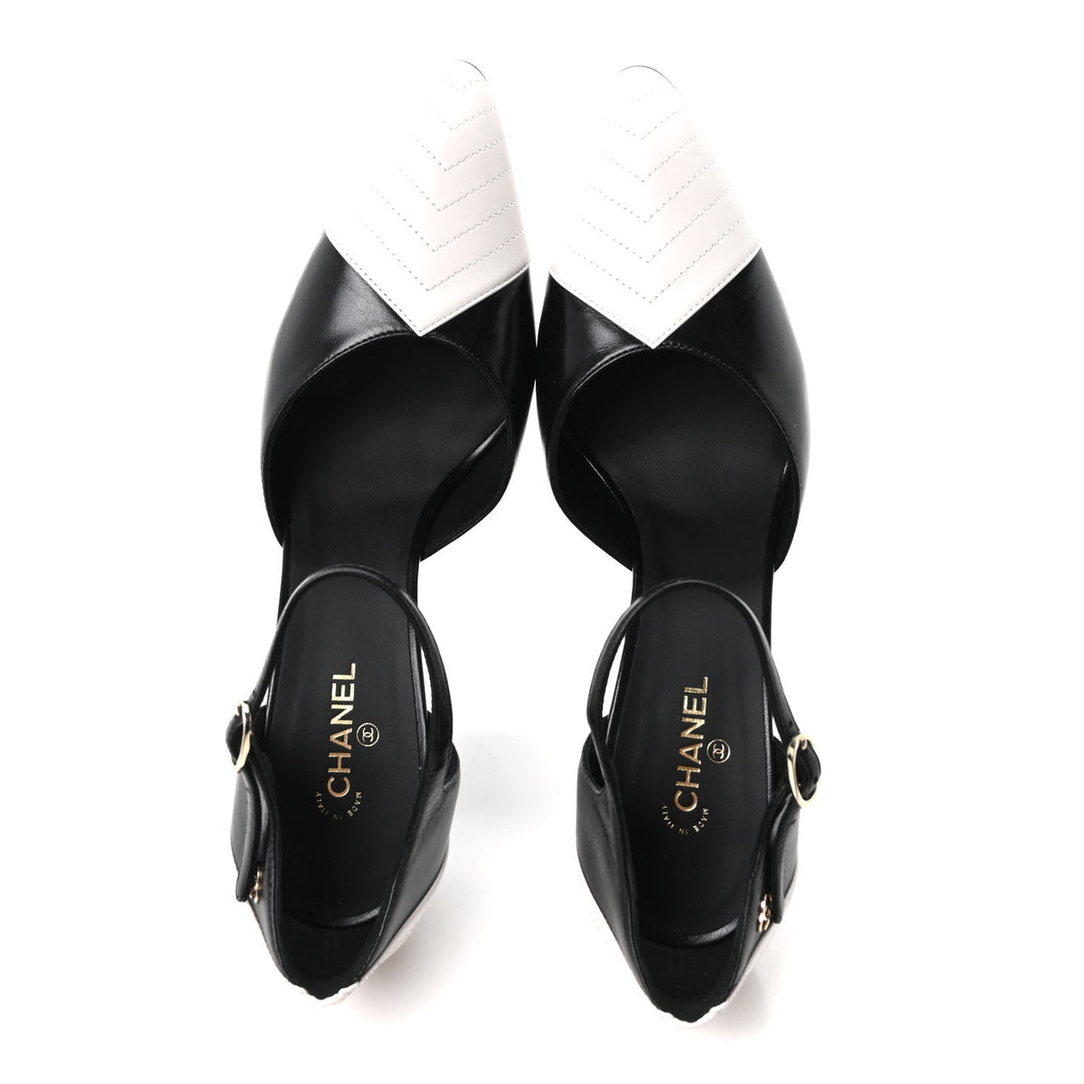 Lambskin Mary Jane Pumps 39 Black White