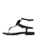 Lambskin Grosgrain Camellia Thong Sandals 37 Black