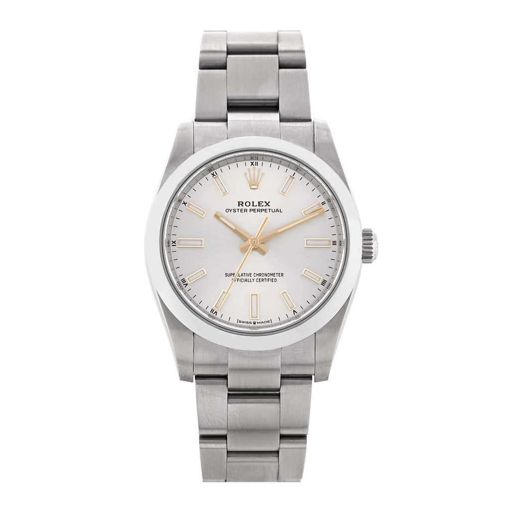 Stainless Steel 34mm Oyster Perpetual Watch Silver 124200