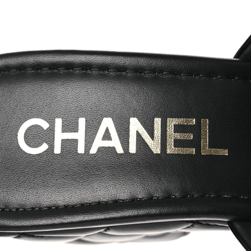 Lambskin Quilted CC Platform Mules 40 Black