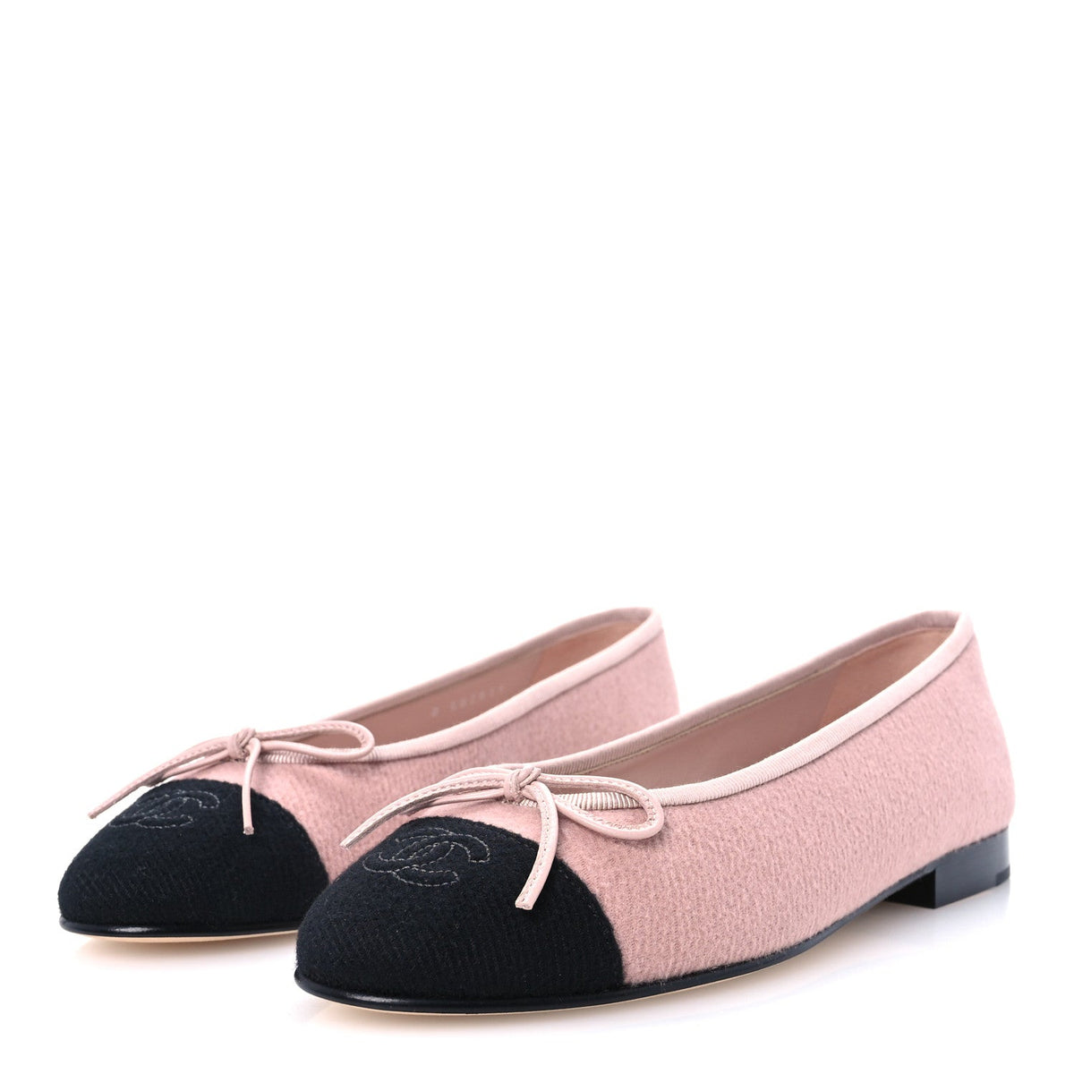 Fabric Cap Toe CC Ballet Flats 36 Light Pink Black