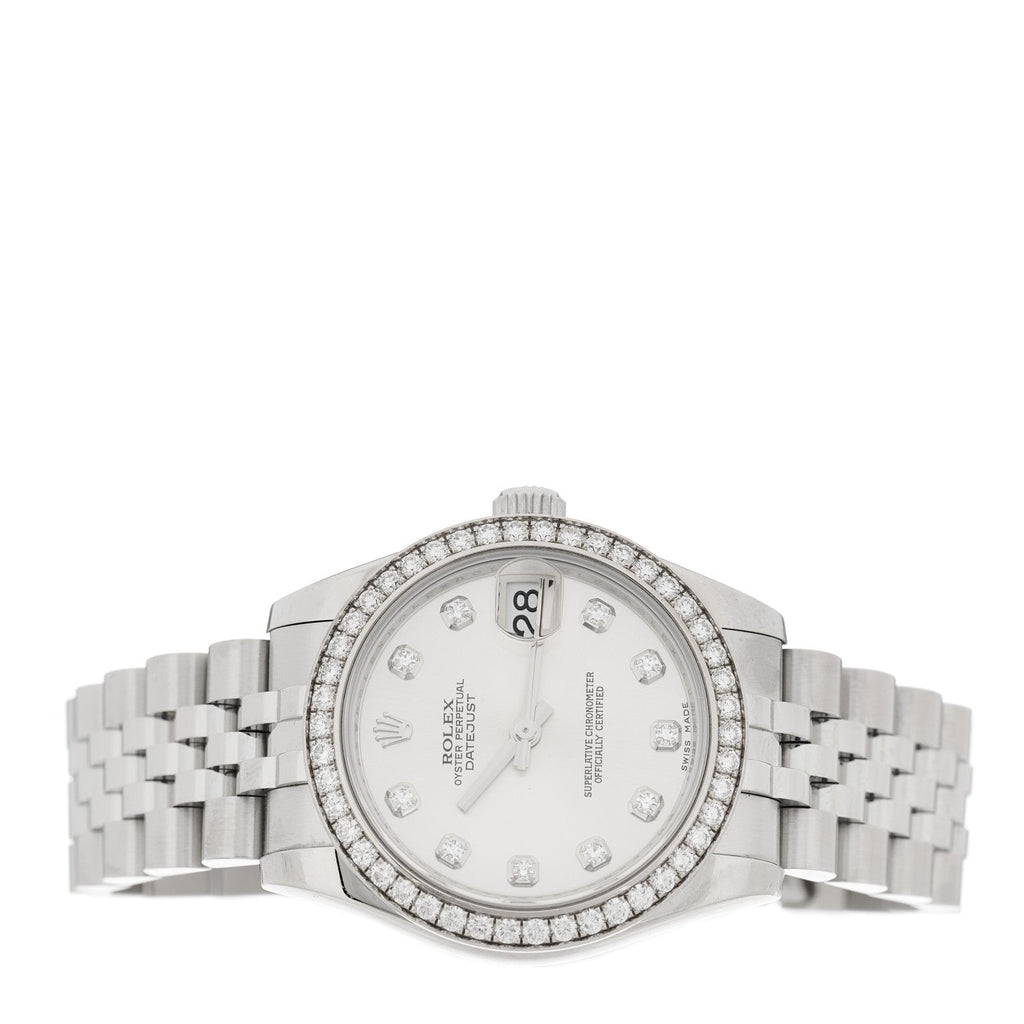 Stainless Steel 18K White Gold Diamond Bezel 31mm Oyster Perpetual Datejust Watch Silver 278384RBR