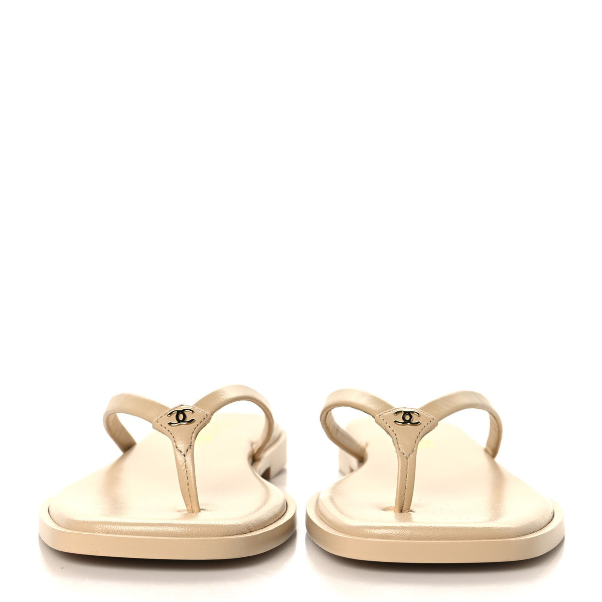 Goatskin CC Times Square Thong Sandals 37.5 Beige