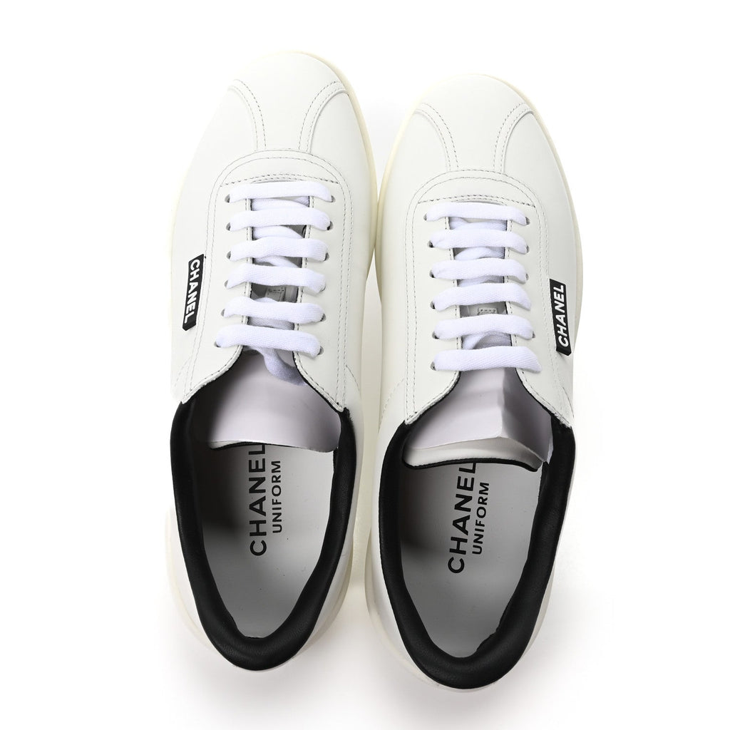 Calfskin CC Womens Sneakers 37.5 White