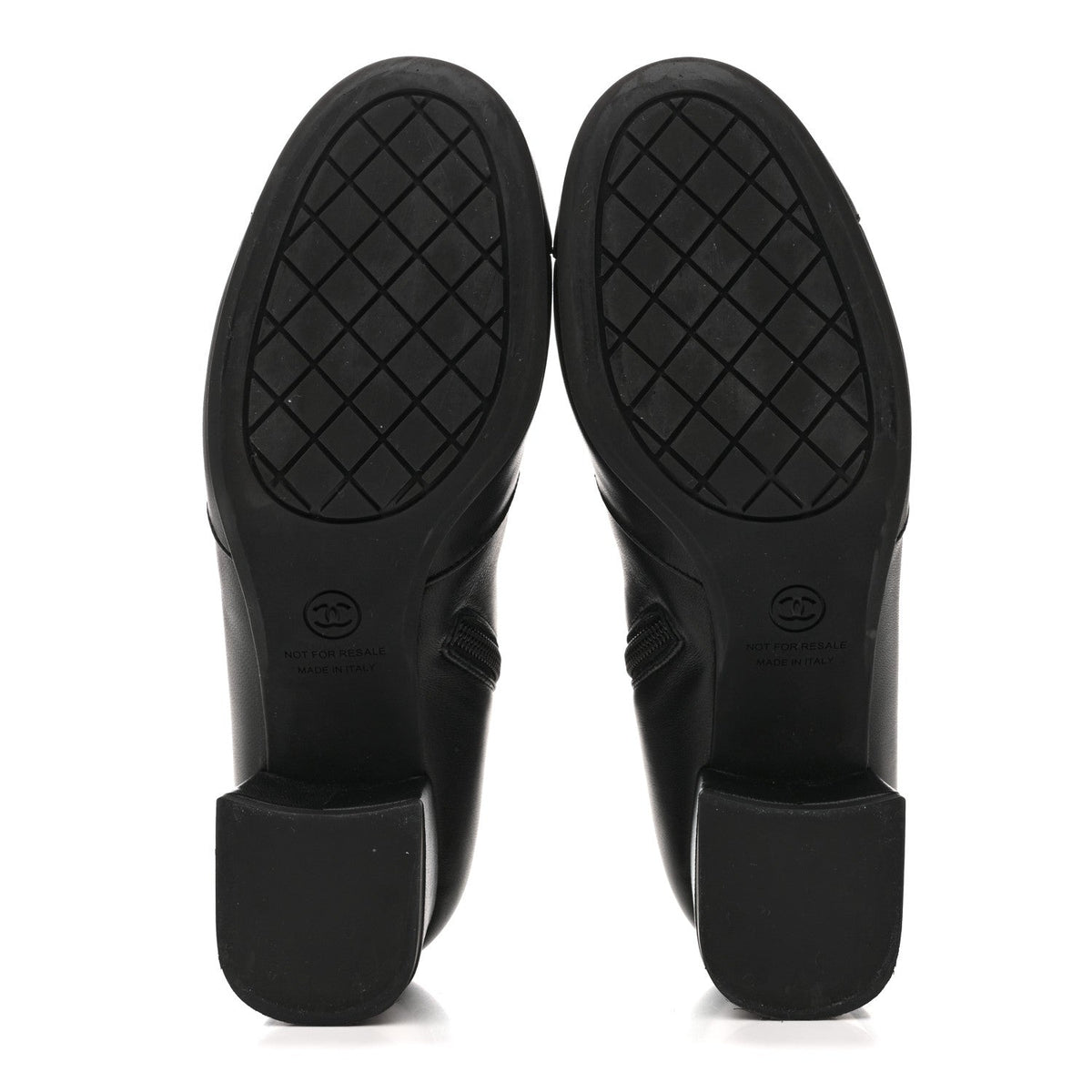 Stretch Lambskin Cap Toe CC Short Boots 38.5 Black