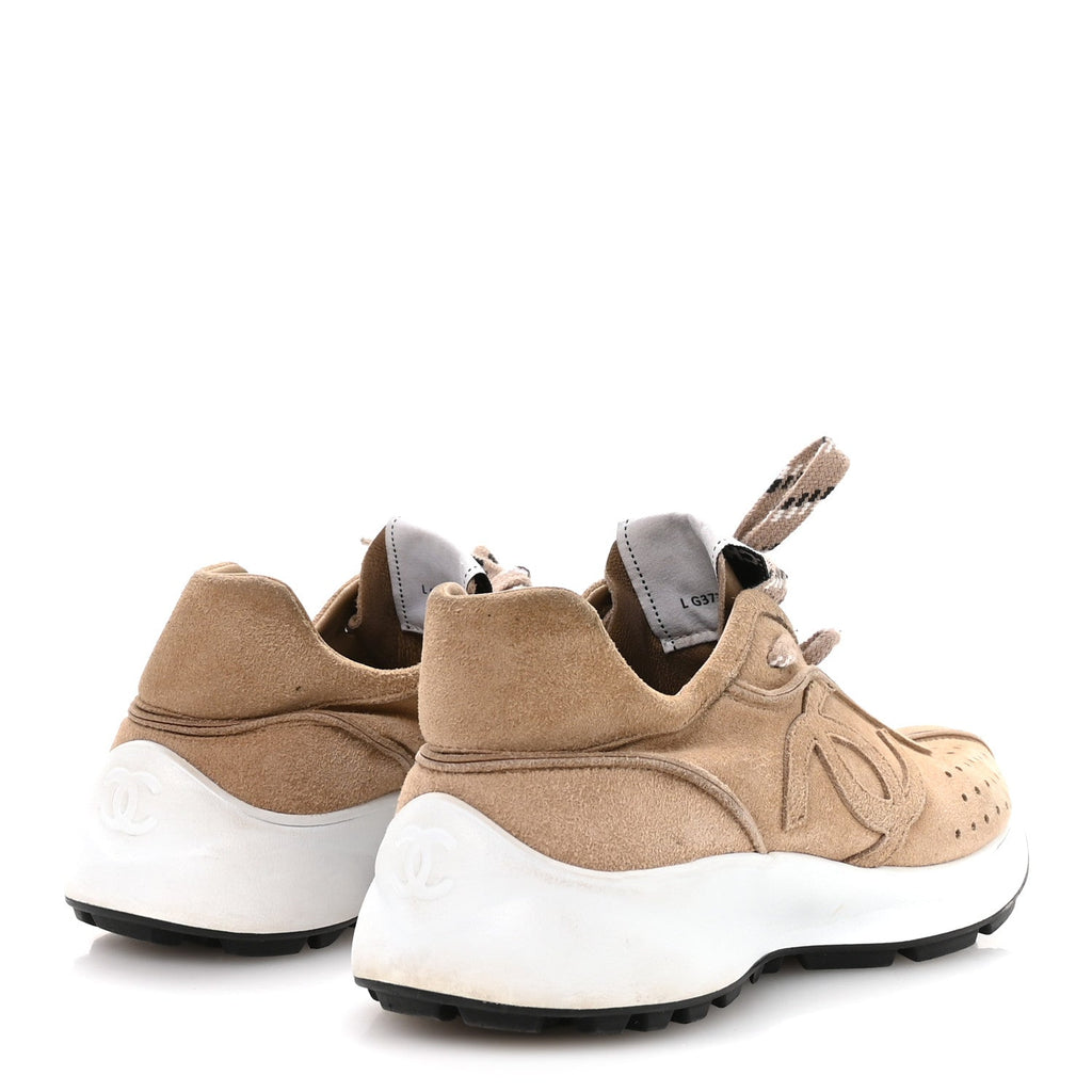 Suede Goatskin CC Sneakers 36 Dark Beige
