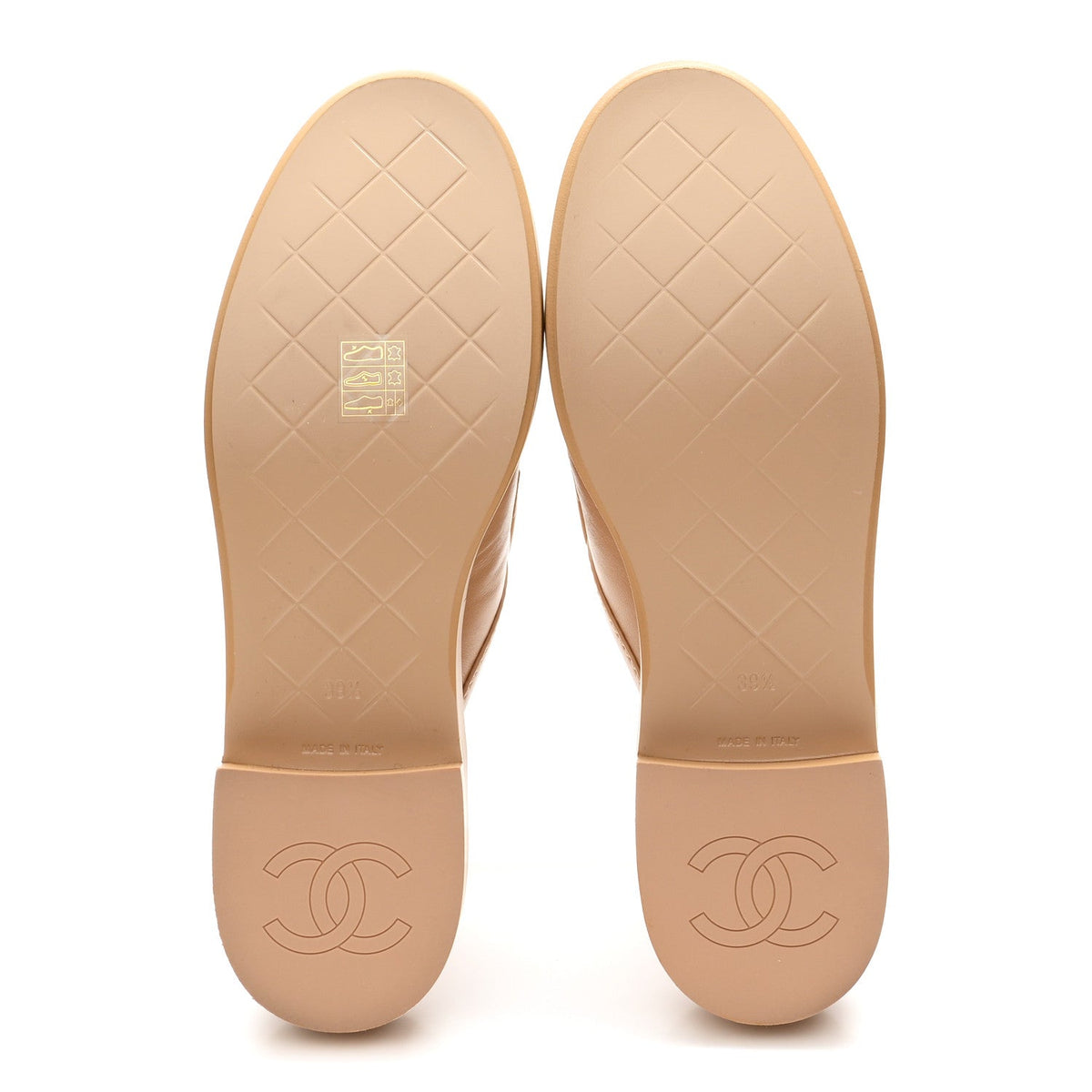 Lambskin Quilted CC Turnlock Mules 39.5 Light Beige