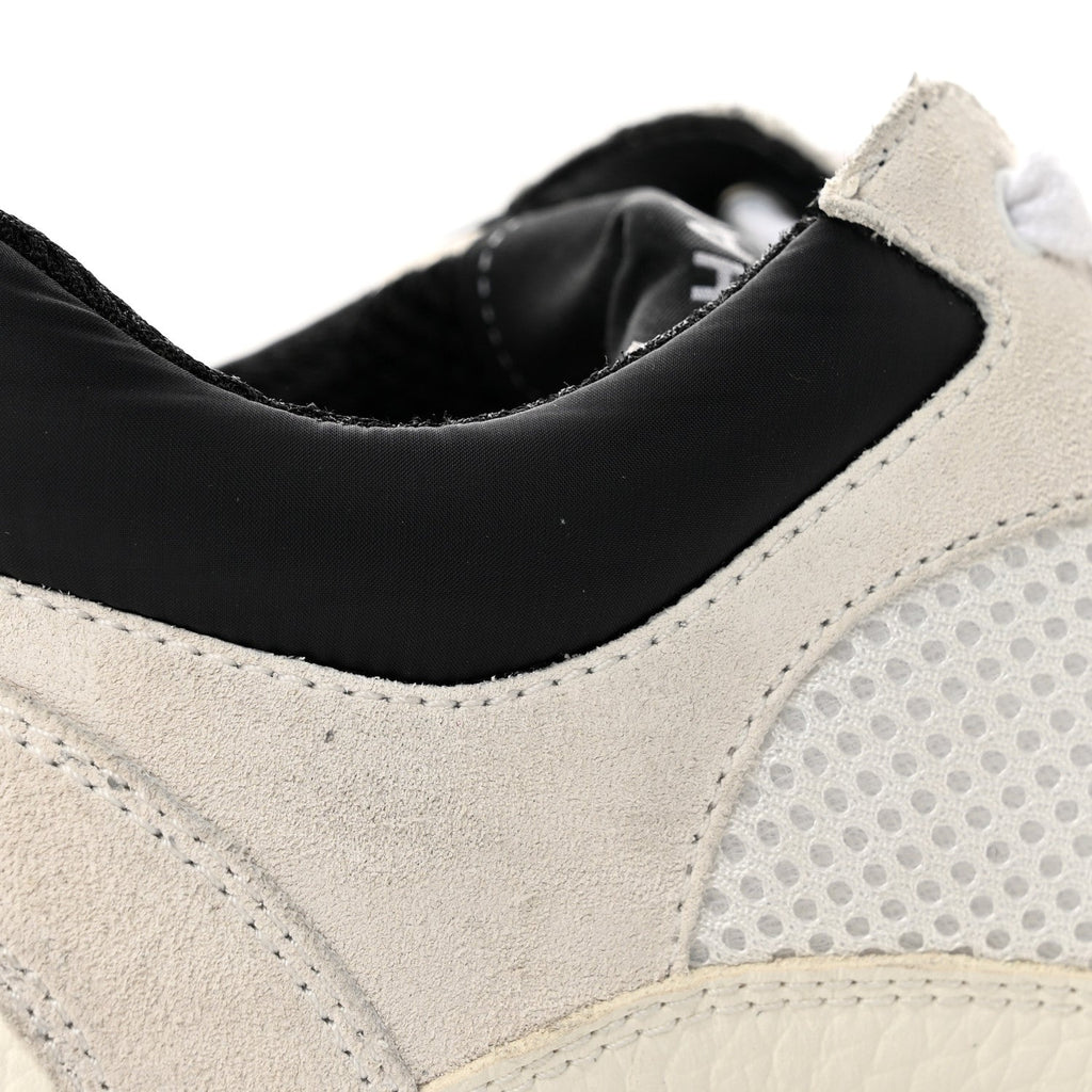 Mesh Suede Grained Calfskin Womens CC Sneakers 39 White Black