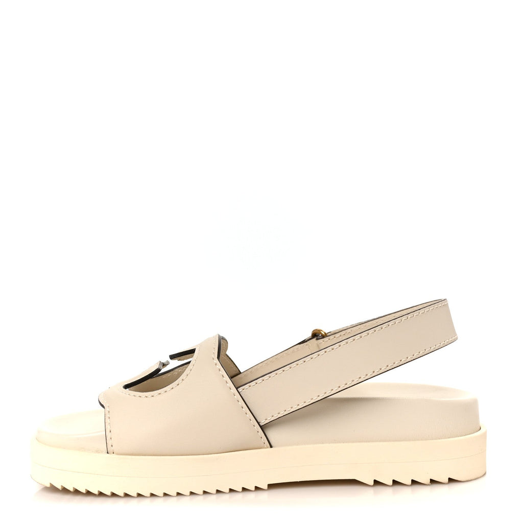 Cosmos Softy Calfskin Interlocking G Slingback Sandals 35.5 Mystic White