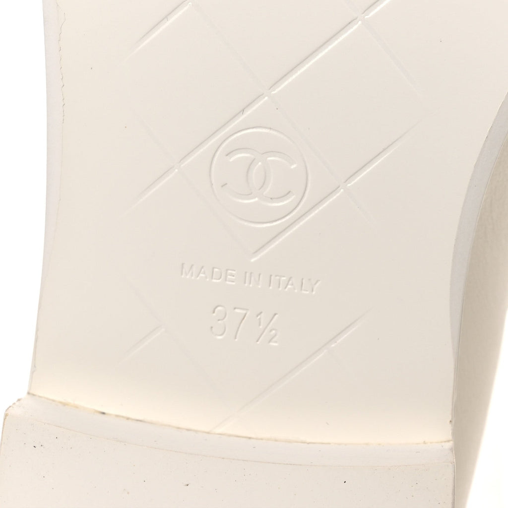 Shiny Lambskin Quilted CC Turnlock Loafers 37.5 White