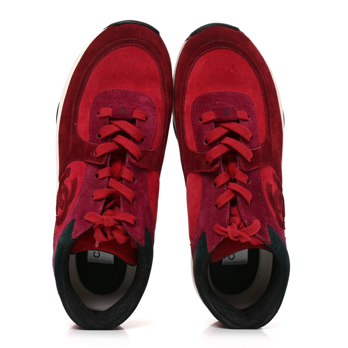 Suede Calfskin CC Sneakers 40 Burgundy Red