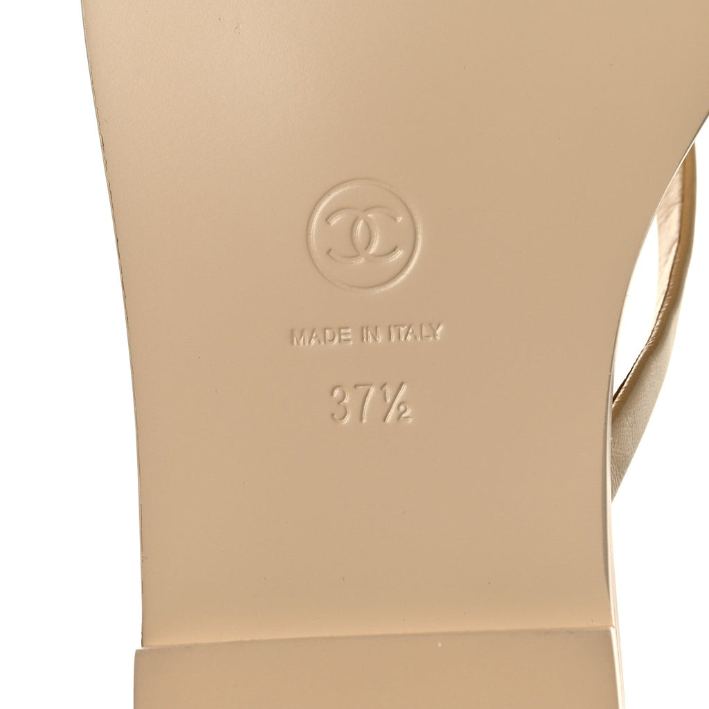 Goatskin CC Times Square Thong Sandals 37.5 Beige