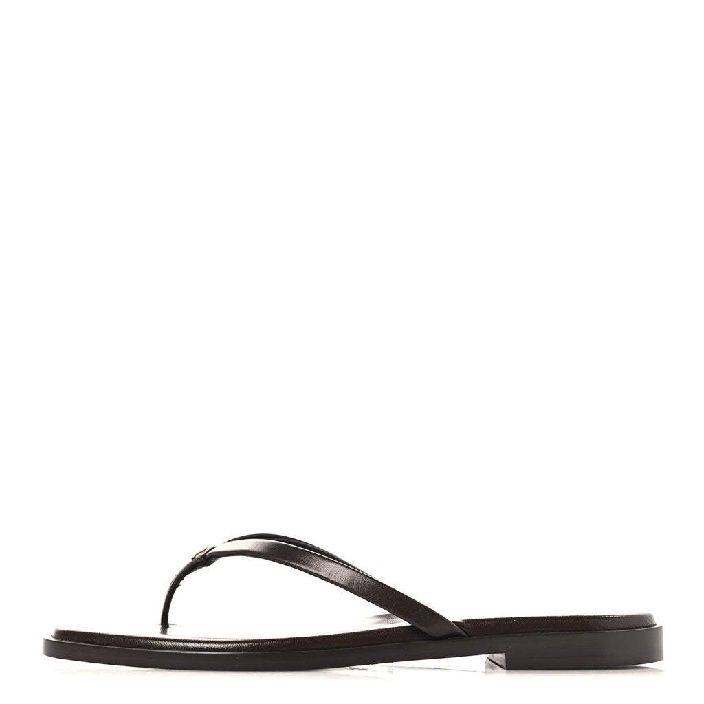 Goatskin CC Times Square Thong Sandals  37.5 Brown