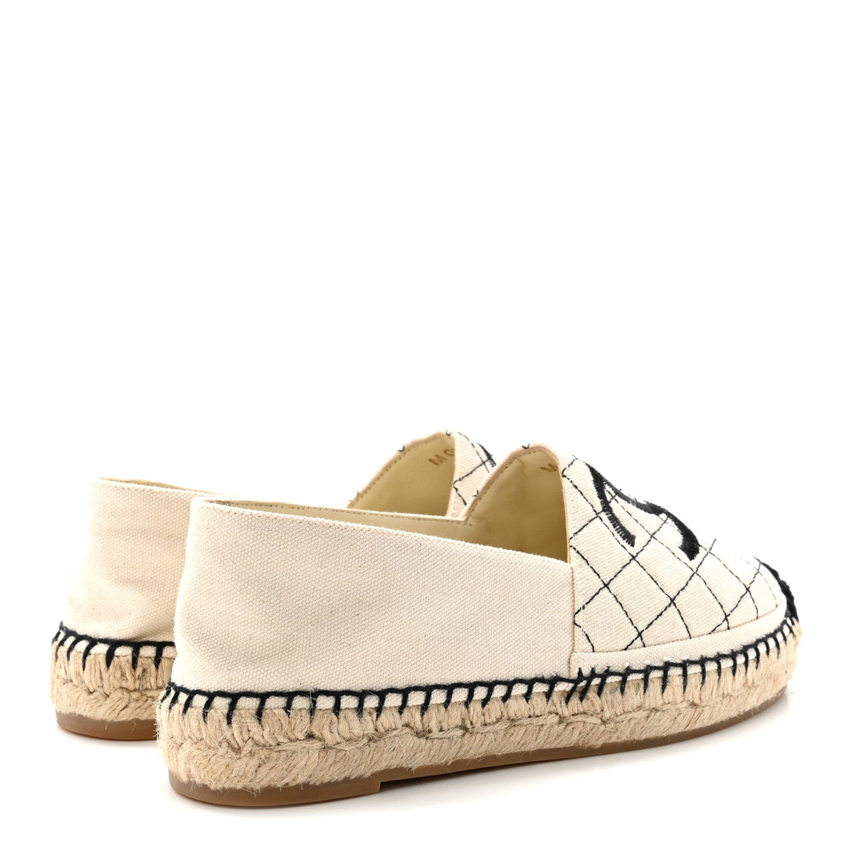 Fabric Biarritz CC Espadrilles 36 Beige Black