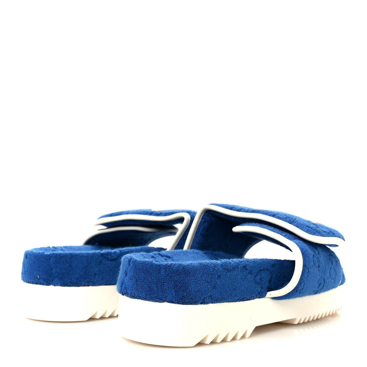 X ADIDAS Terry Cloth GG Monogram Mens Platform Sandals 11 Oriental Blue Mystic White