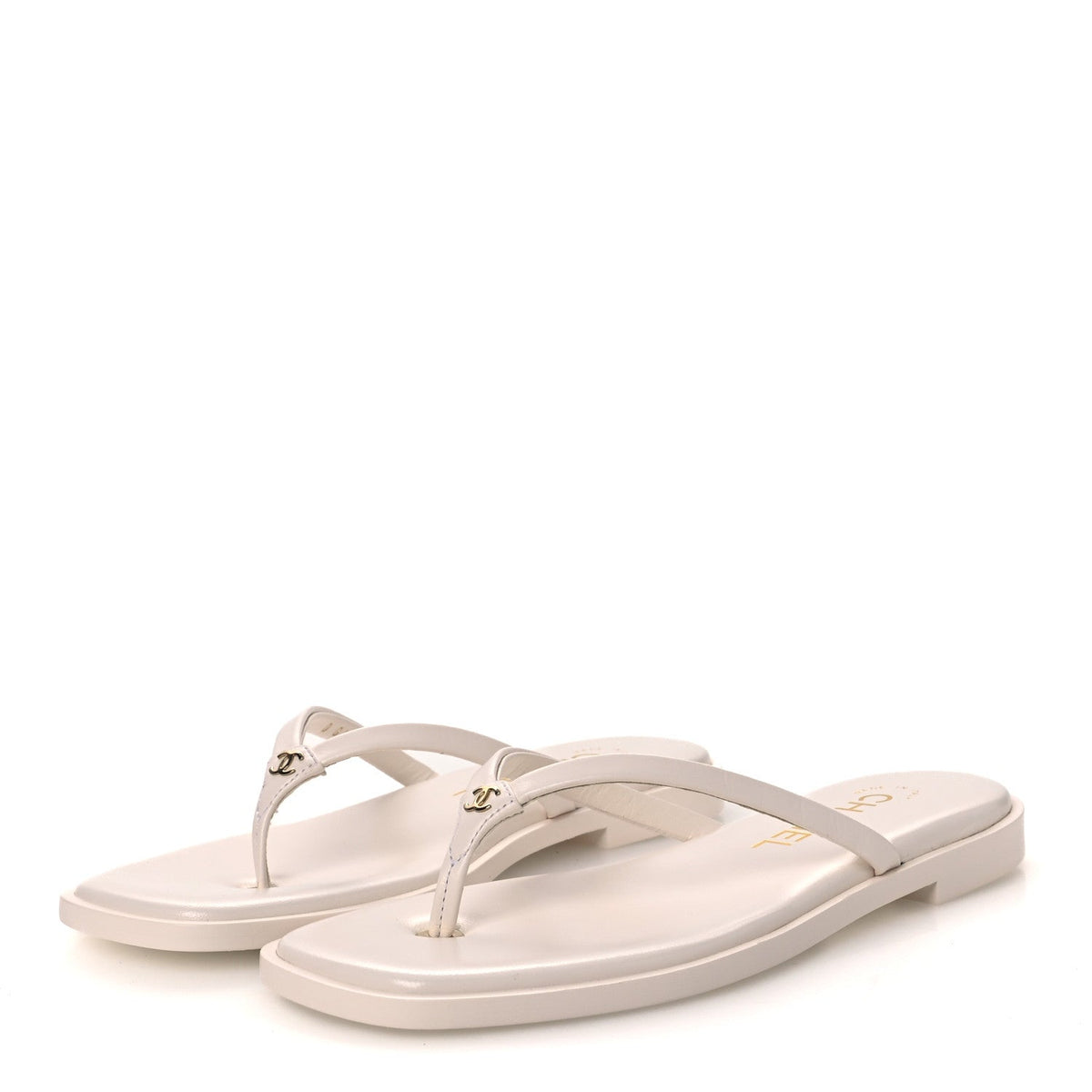 Goatskin CC Times Square Thong Sandals 35.5 White