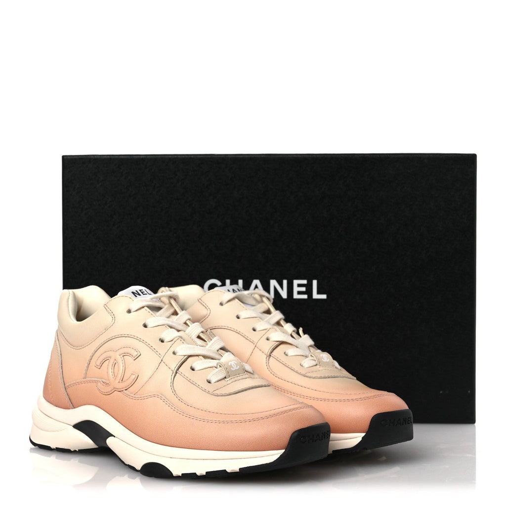 Gradiant Calfskin CC Womens Sneakers 37 Light Orange