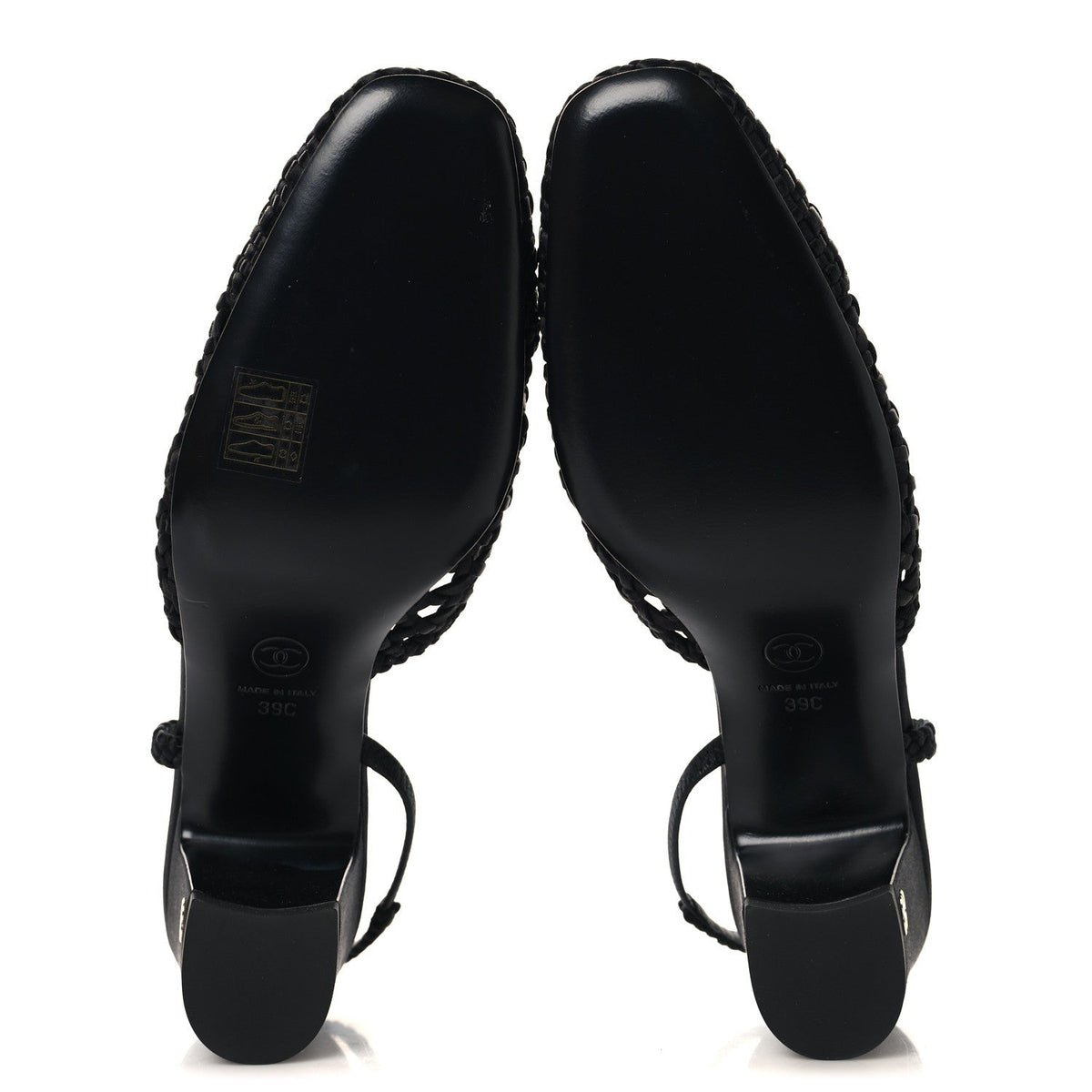 Satin Braided Slingback Flats 39.5 Black