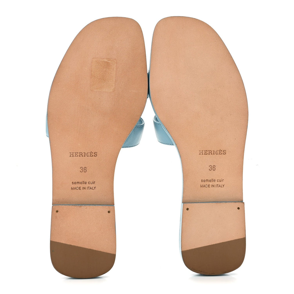 Box Calfskin Oran Sandals 37 36 Light Bleu
