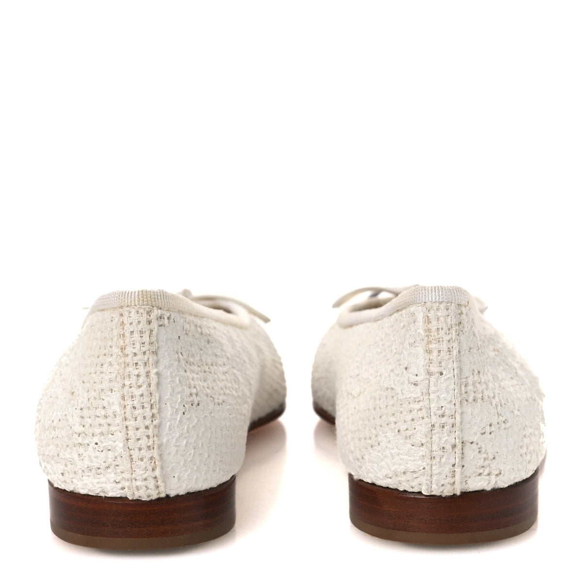 Tweed Cap Toe Ballet Flats 37 White Black