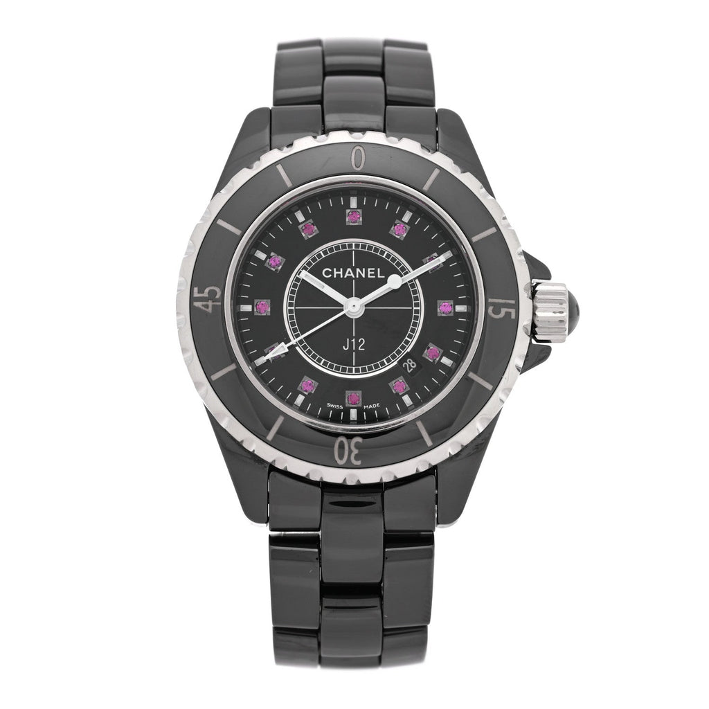Stainless Steel Ceramic Ruby 33mm J12 Quartz Watch Black