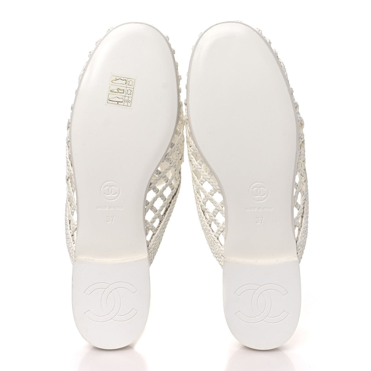 Braided Lambskin Mule Sandals 37 White