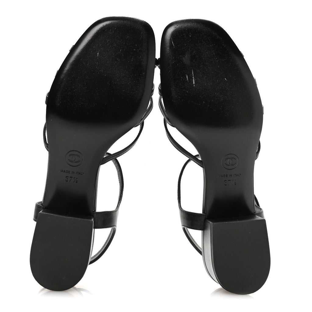 Lambskin Crystal CC Sandals 37.5 White