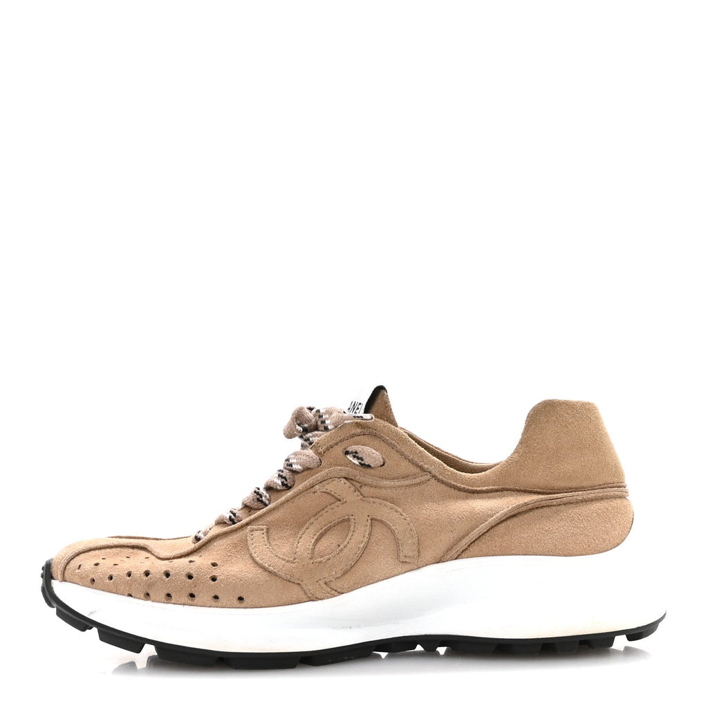 Suede Goatskin CC Sneakers 36 Dark Beige
