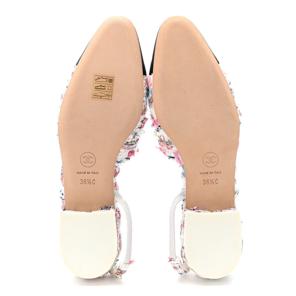Tweed Grosgrain Cap Toe CC Slingback Flat 36.5 Pink Multicolor