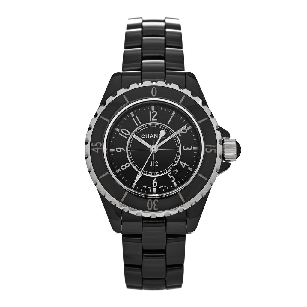 Stainless Steel Ceramic 33mm J12 Quartz Watch Black