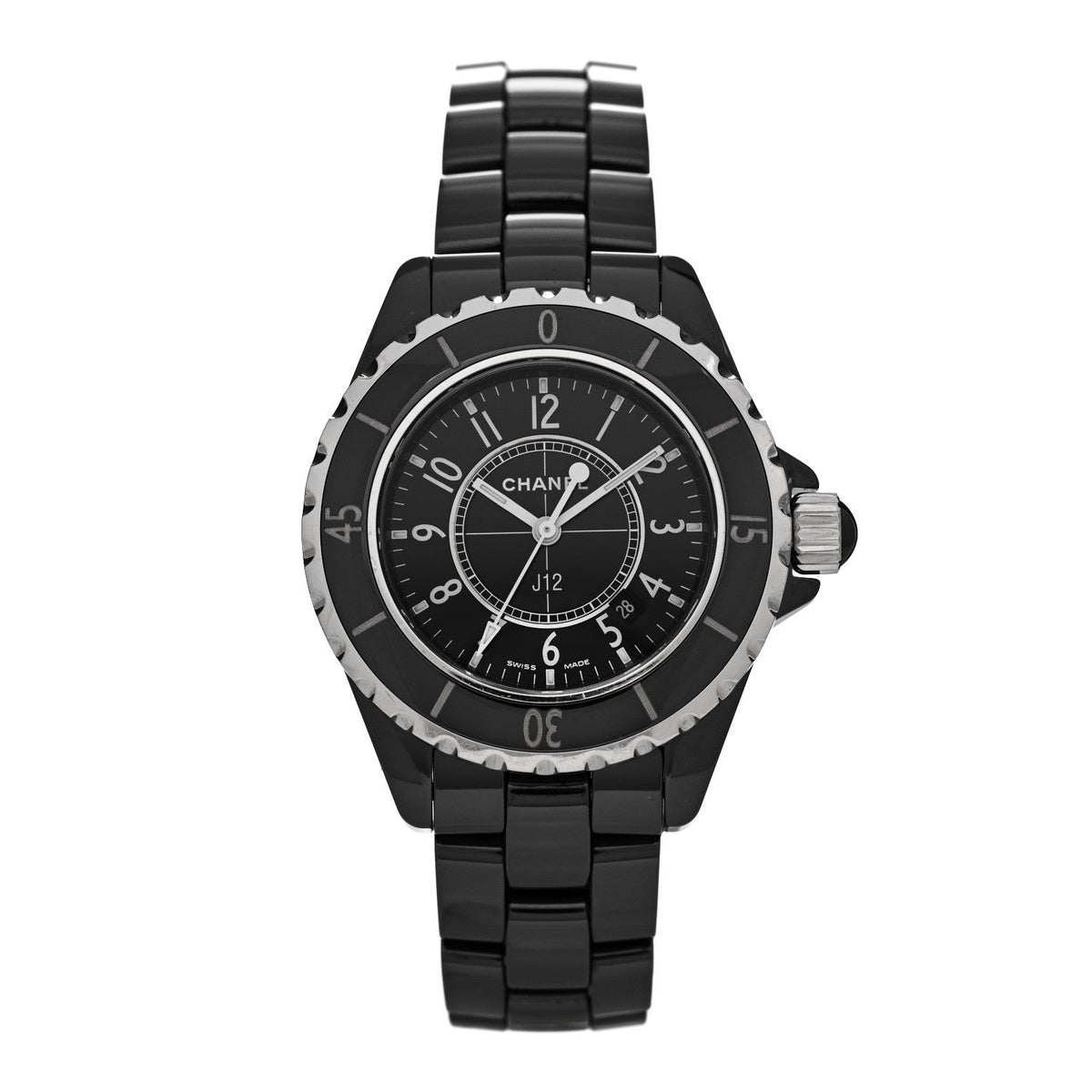Stainless Steel Ceramic 33mm J12 Quartz Watch Black