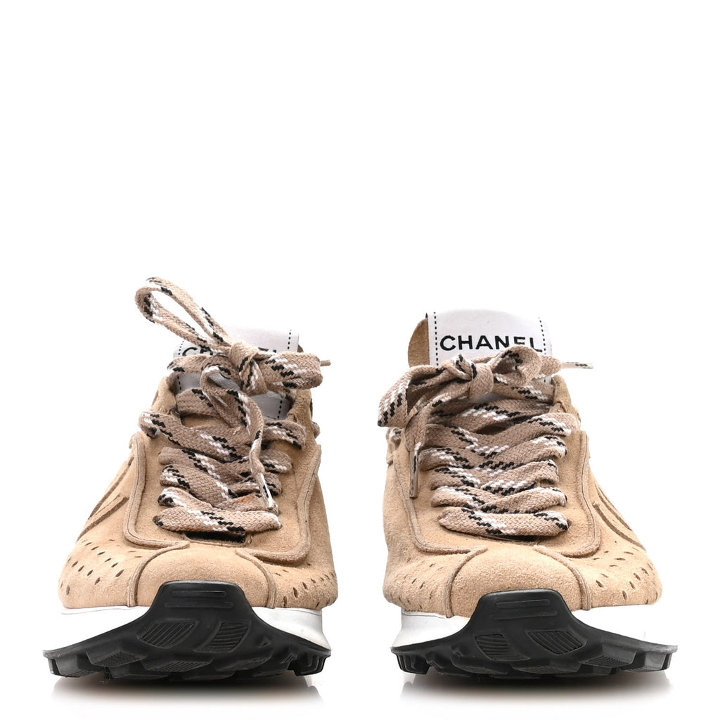 Suede Goatskin CC Sneakers 36 Dark Beige