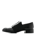 Calfskin Elastic Lace Up Cap Toe CC Loafers 38 Black