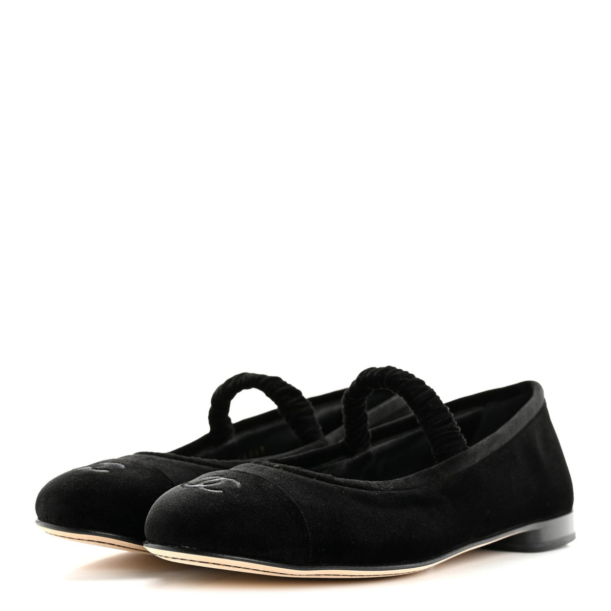 Velvet Mary Jane Flats 39 Black