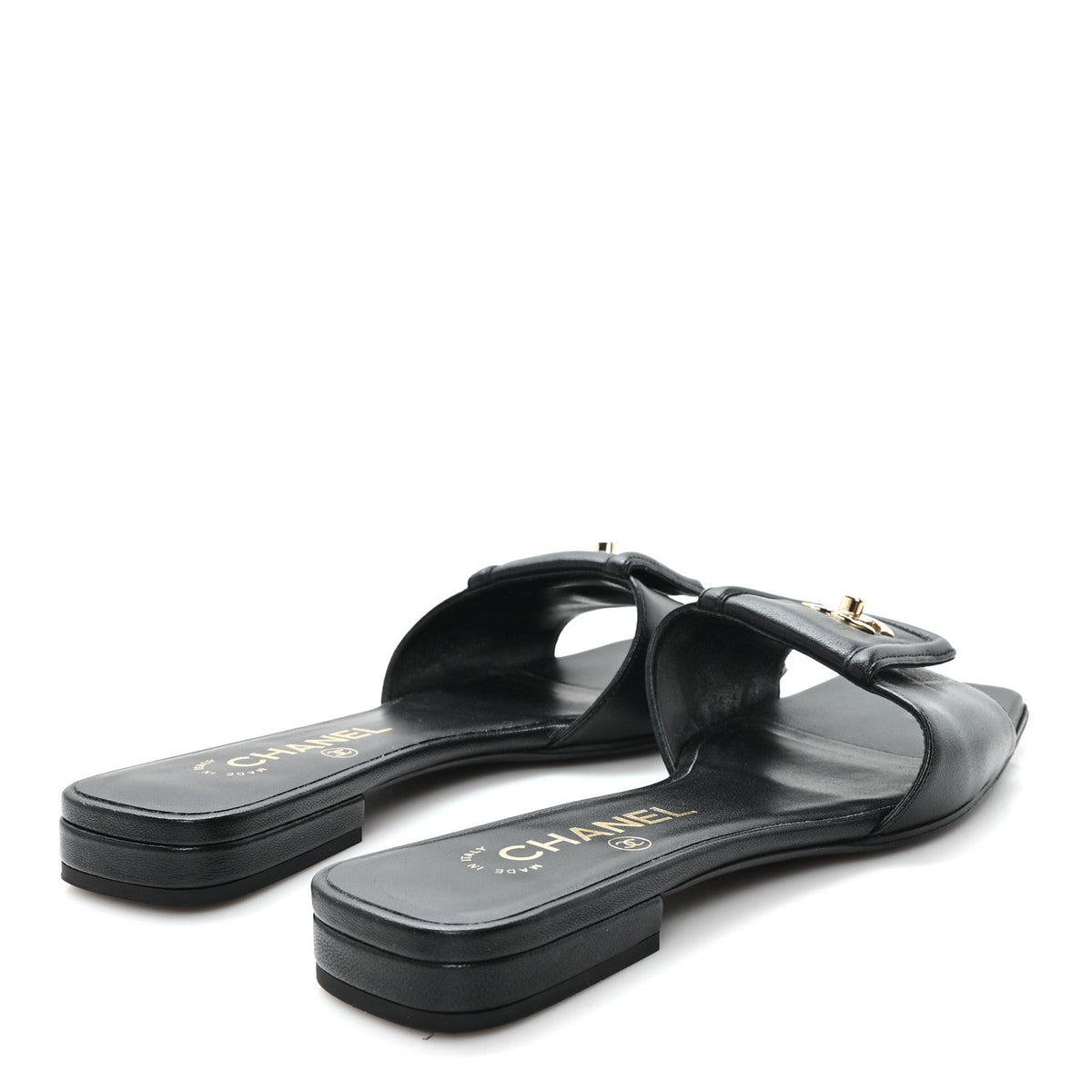 Lambskin CC Turnlock Mules 36.5 Black