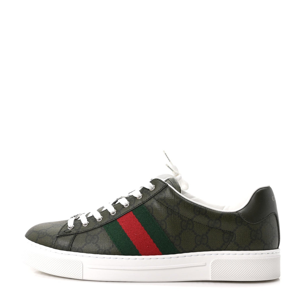 GG Supreme Monogram Web Mens New Ace Sneakers 9 Green