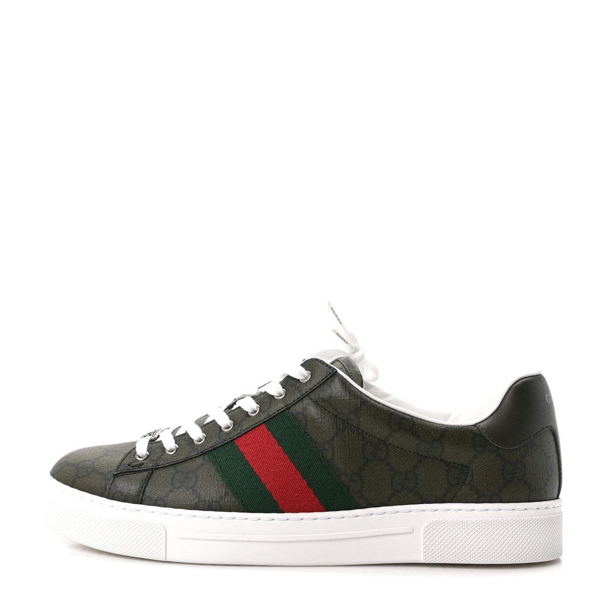 GG Supreme Monogram Web Mens New Ace Sneakers 9 Green