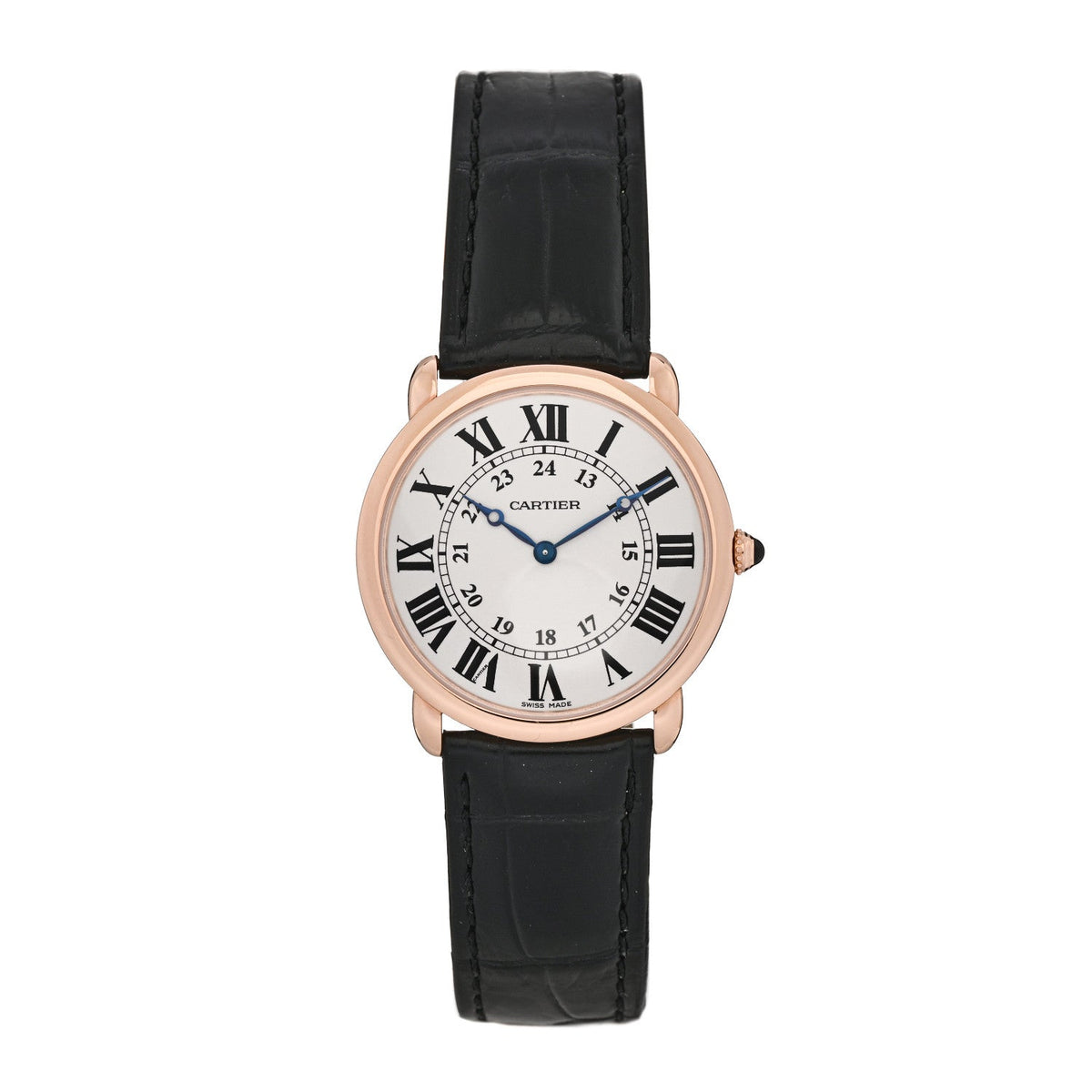 18K Pink Gold Alligator 36mm Ronde Louis Manual Winding Watch Black