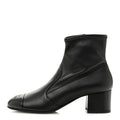 Stretch Lambskin Cap Toe CC Uniform Short Boots 40 Black