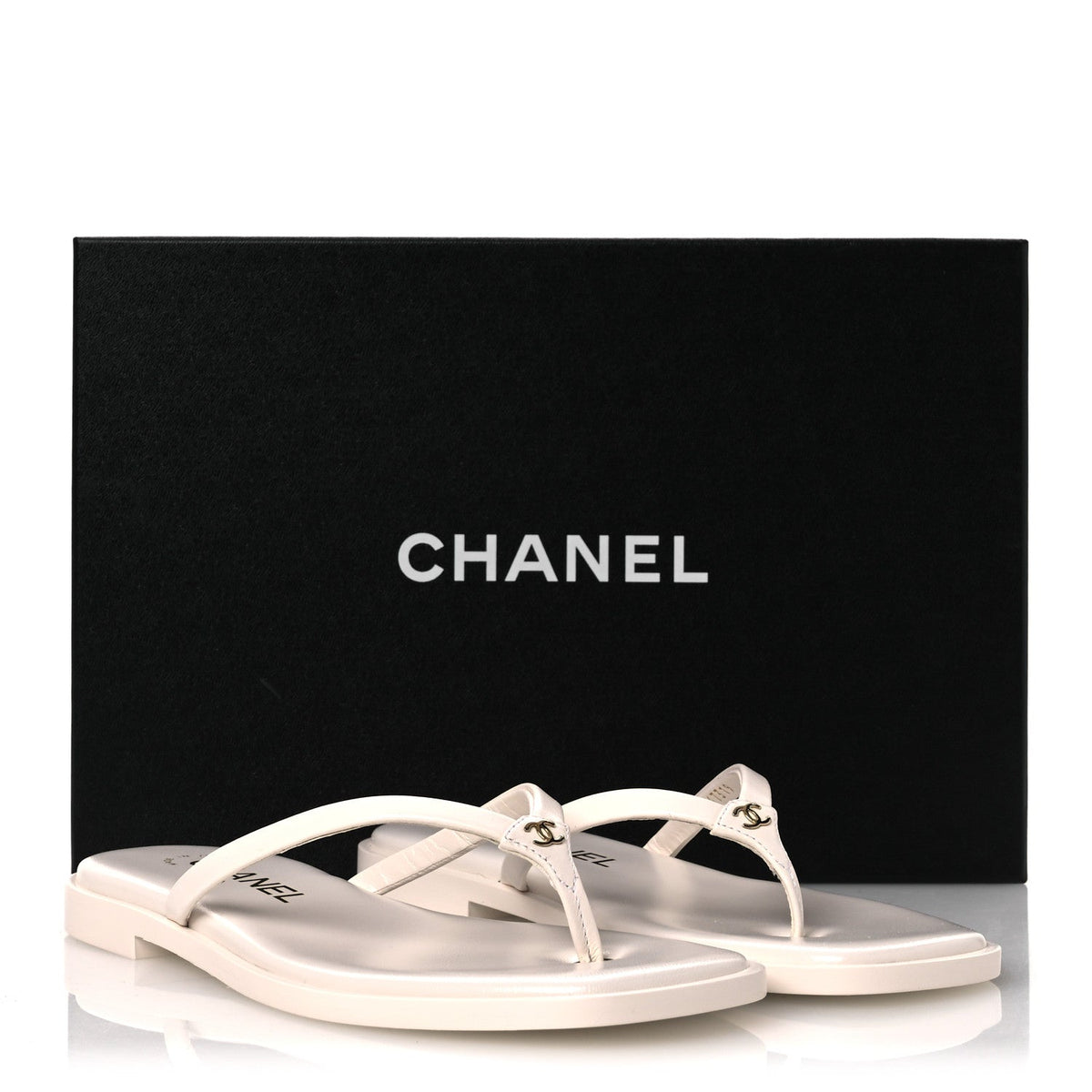 Goatskin CC Times Square Thong Sandals 35.5 White
