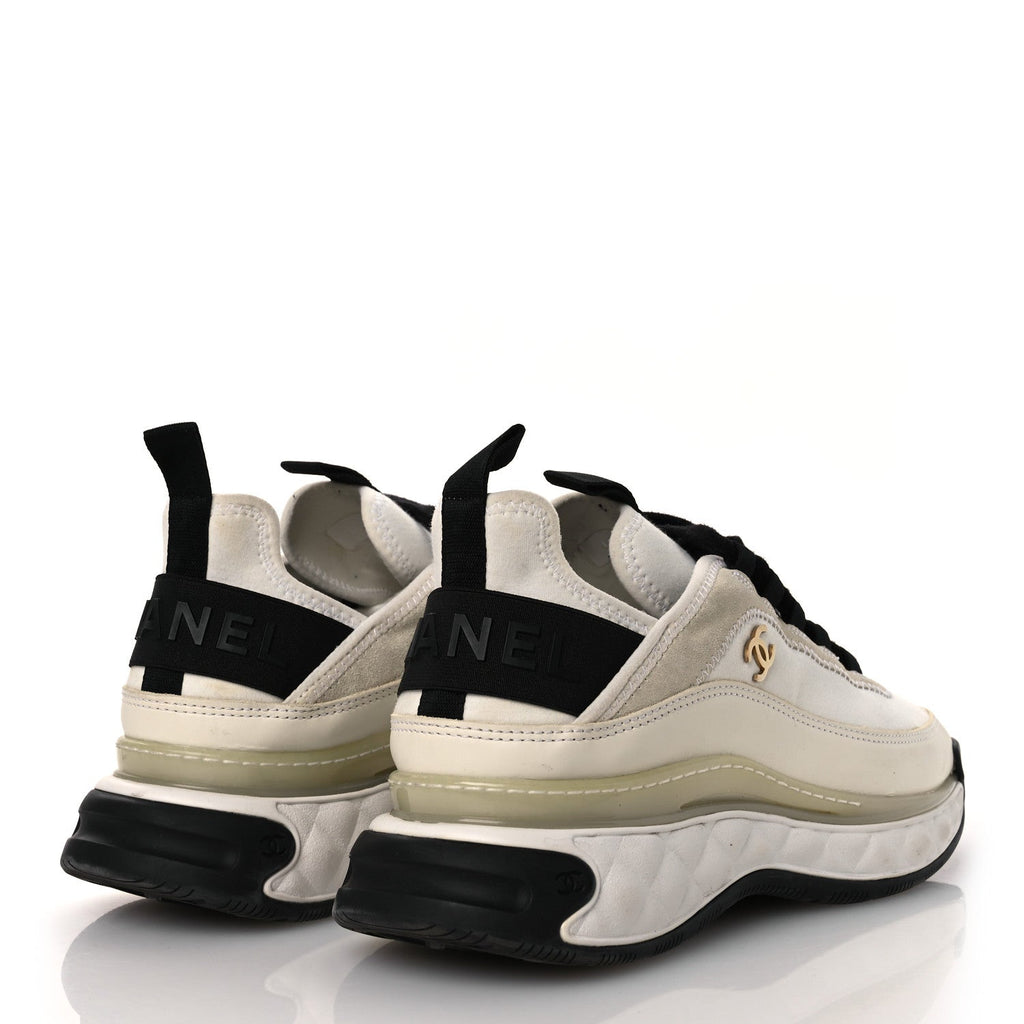Velvet Calfskin Mixed Fibers CC Sneakers 40 Ivory Black