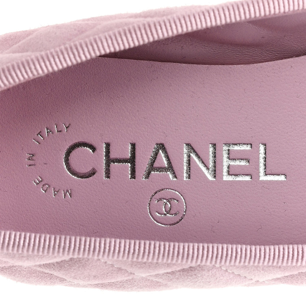 Suede Quilted Cap Toe CC Ballerina Flats 36 Light Pink