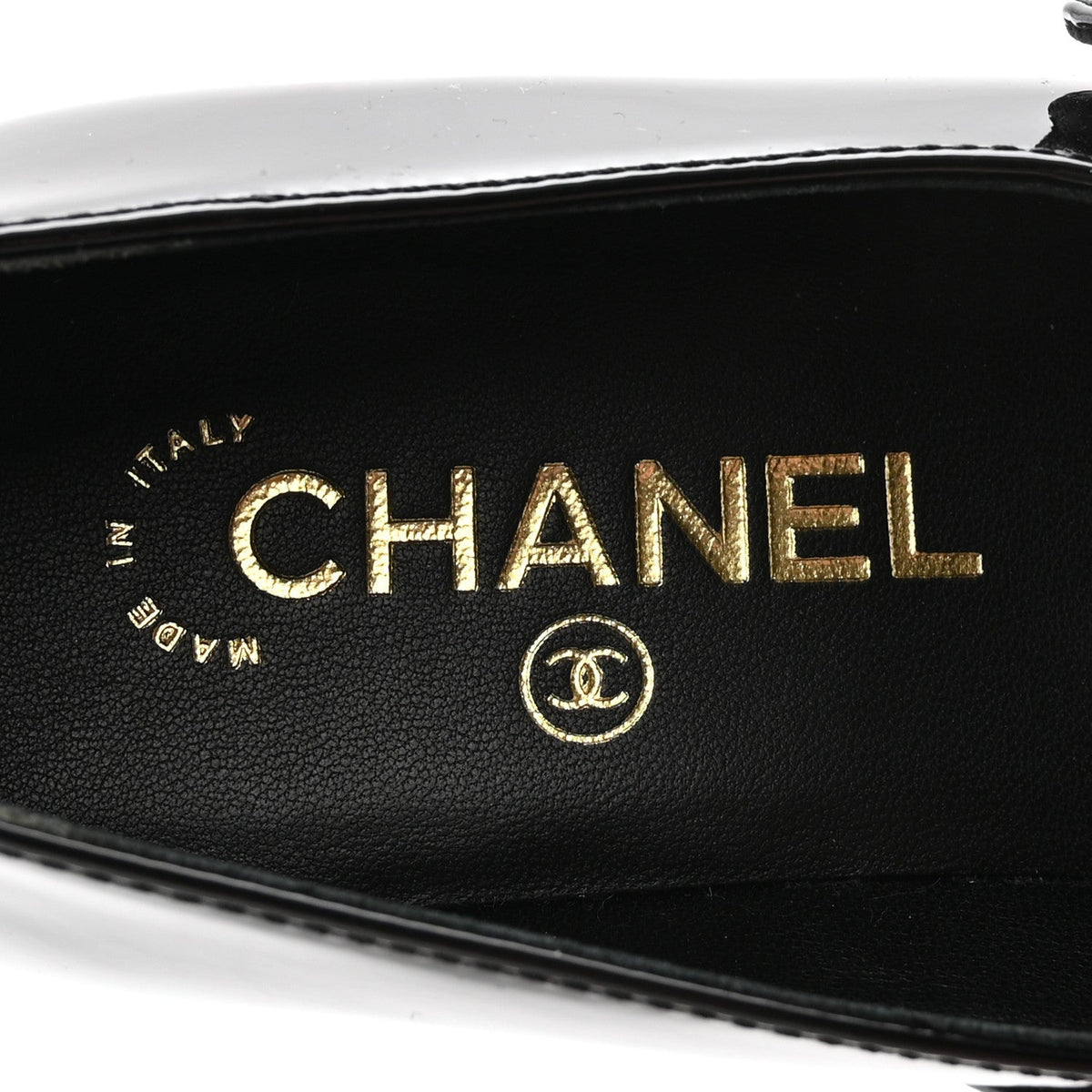 Patent Calfskin Mary Janes Flats 37.5 Black