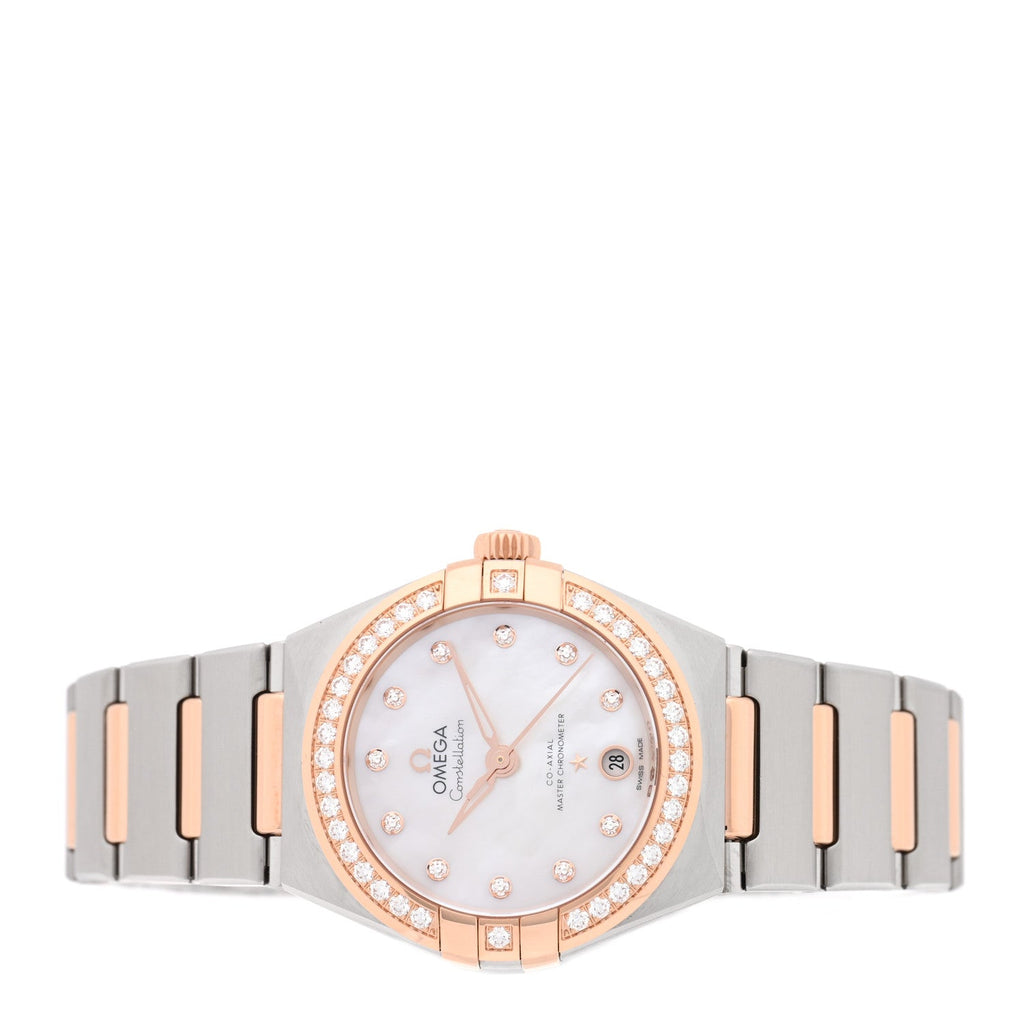 Stainless Steel 18K Sedna Gold Diamond Bezel 29mm Constellation Automatic Watch 131.25.29.20.55.001
