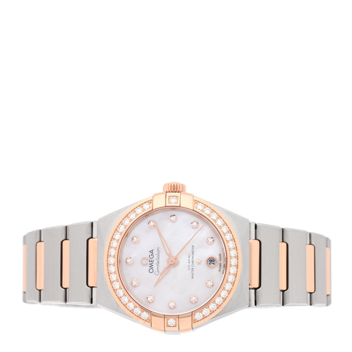 Stainless Steel 18K Sedna Gold Diamond Bezel 29mm Constellation Automatic Watch 131.25.29.20.55.001