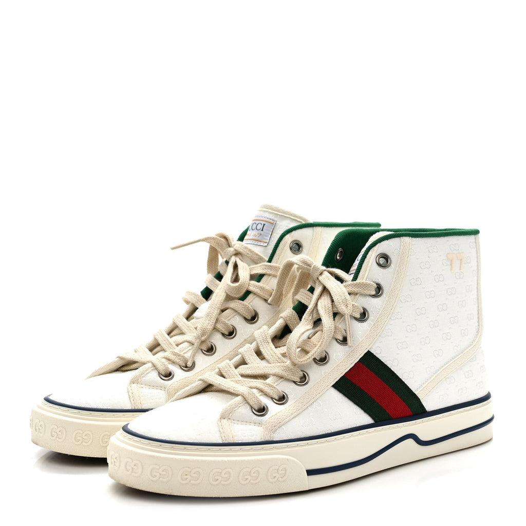 Monogram GG Mignon Web Womens 1977 Tennis High Top Sneakers 37 White