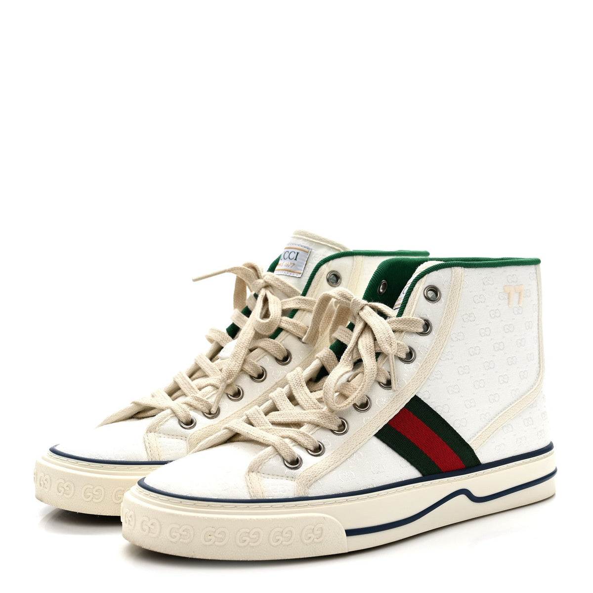 Monogram GG Mignon Web Womens 1977 Tennis High Top Sneakers 37 White
